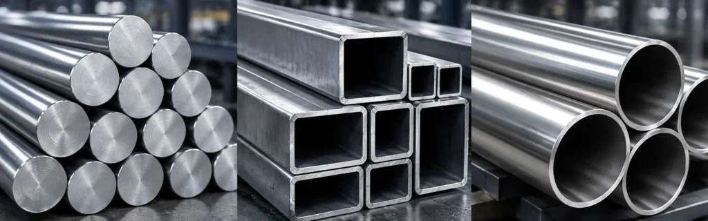 Round steel bars, square tubes and stainless steel tubes